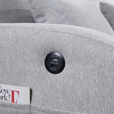 Letto divano convertibile Queen Size, comodo letto estraibile con schienale regolabile e porta di ricarica USB e portacoppe, Letto divano Futon, tessuto grigio