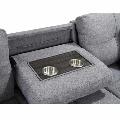 Divano da letto a forma di L, riversibile, a sezione, con letto e deposito, in tessuto grigio