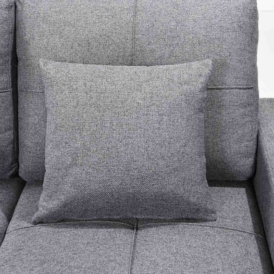 Divano da letto a forma di L, riversibile, a sezione, con letto e deposito, in tessuto grigio