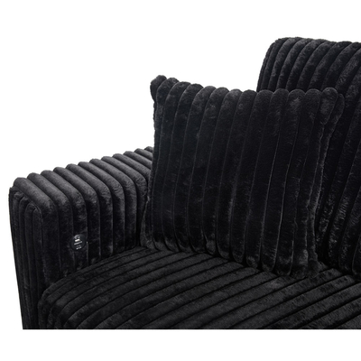 Divano a sezione a forma di U con letto e portaposti, sedile e porta di ricarica USB, tessuto in corduroy nero