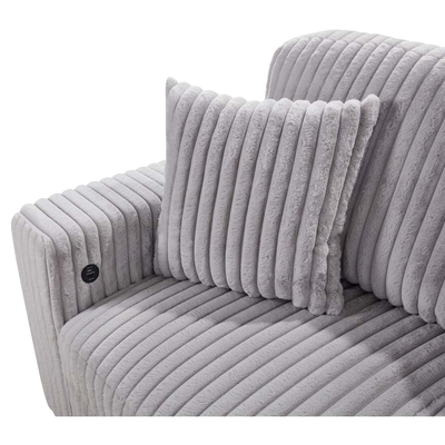 Divano da letto a sezione a forma di U con letto trascinante e portaposti salotto e porta di ricarica USB, tessuto grigio in corduroy
