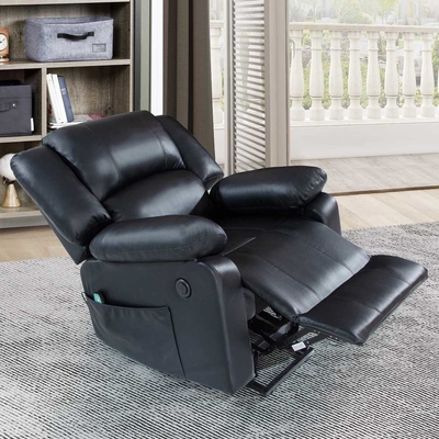 Poltrona Power Lift recliner con funzione regolabile di massaggio e sistema di riscaldamento, black faux leatherette