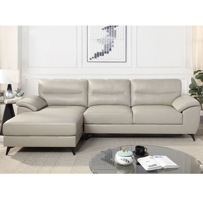 Divano sezionale a forma di L, in pelle taupe