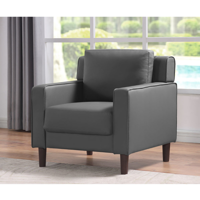 Set di divani in 3 pezzi, di pelle grigio finto