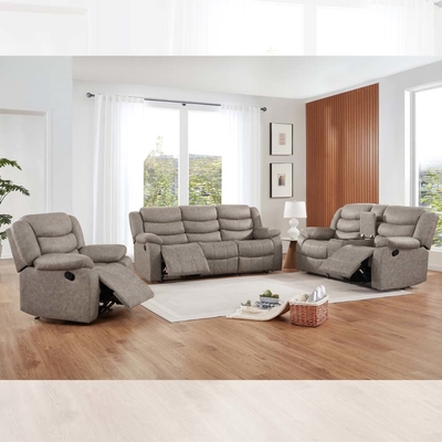 Set di divani recliner con scatola di stoccaggio, Taupe