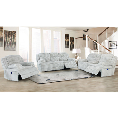 Divano Power Recliner set con sedili Power Recliner e scatola di stoccaggio, tessuto grigio in corduroy