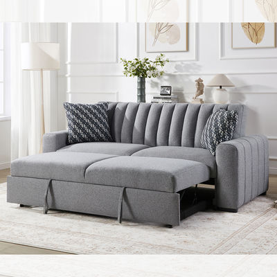 Letto divano convertibile Queen Size, comodo letto trascinante con schienale regolabile, Letto divano Futon, tessuto grigio