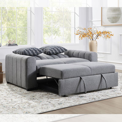 Divano letto convertibile full size, comodo letto estraibile con schienale regolabile, divano futon, tessuto grigio
