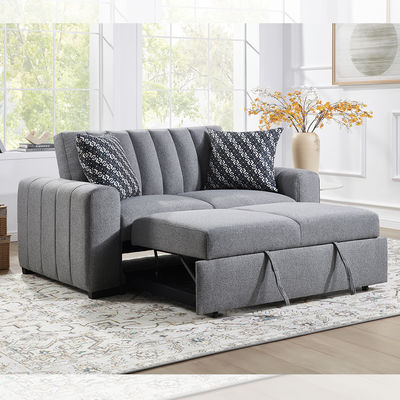 Divano letto convertibile full size, comodo letto estraibile con schienale regolabile, divano futon, tessuto grigio