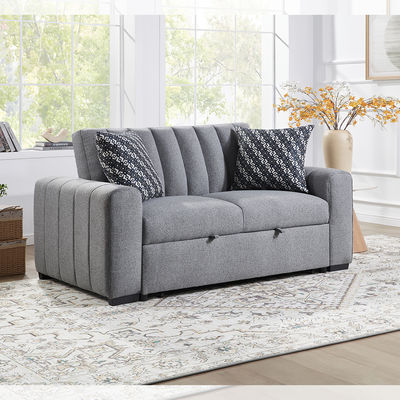 Divano letto convertibile full size, comodo letto estraibile con schienale regolabile, divano futon, tessuto grigio