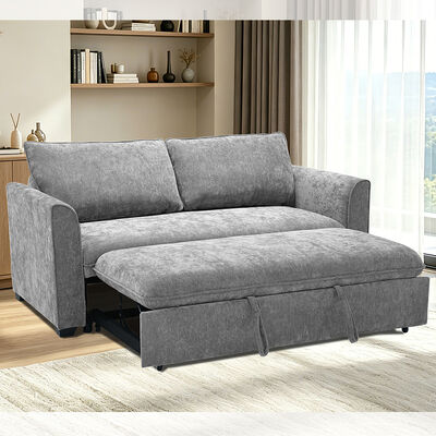 Letto divano convertibile Queen Size, comodo letto trascinante con schienale regolabile, Letto divano Futon, tessuto grigio