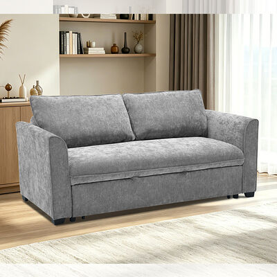 Letto divano convertibile Queen Size, comodo letto trascinante con schienale regolabile, Letto divano Futon, tessuto grigio