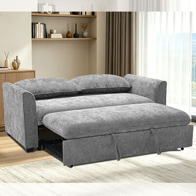 Letto divano convertibile Queen Size, comodo letto trascinante con schienale regolabile, Letto divano Futon, tessuto grigio