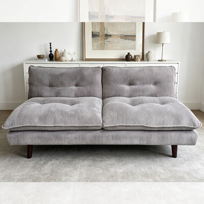 Divano convertibile in tessuto grigio di cotone