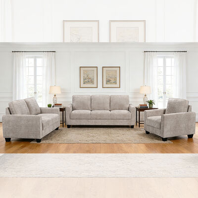 Set di divani in 3 pezzi, tessuto Taupe