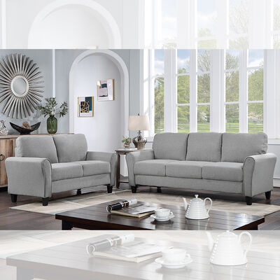 Set di divani in 3 pezzi, tessuto grigio fumante