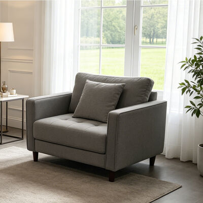 Set di divani in 3 pezzi con cuscini, tessuto grigio