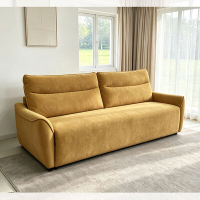 Divano letto, tessuto giallo senape